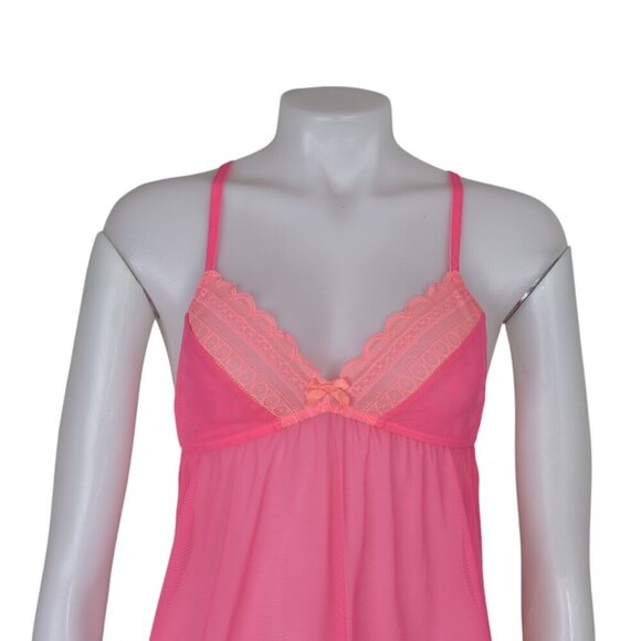 La Senza Hot Pink Babydoll Lingerie Sheer Size Medium - Picture 2 of 7